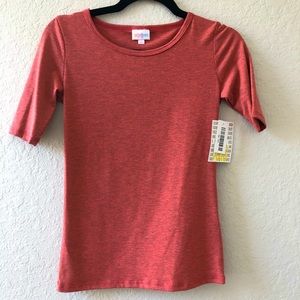 Lularoe Gigi Fitted Top Heathered Red Orange XXS NWT